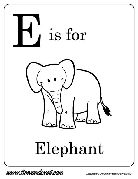 E Is For Elephant Printable